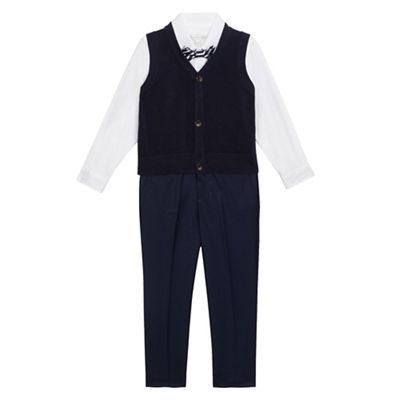Boys' navy and white tank top, shirt and trousers set